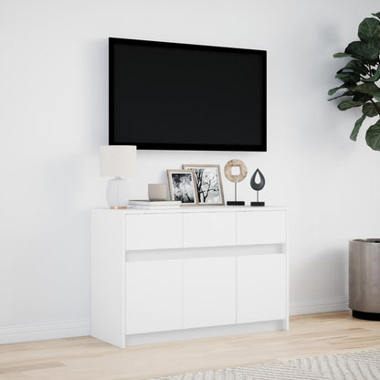 Tv-meubel met LED 91x34x61 cm bewerkt hout wit