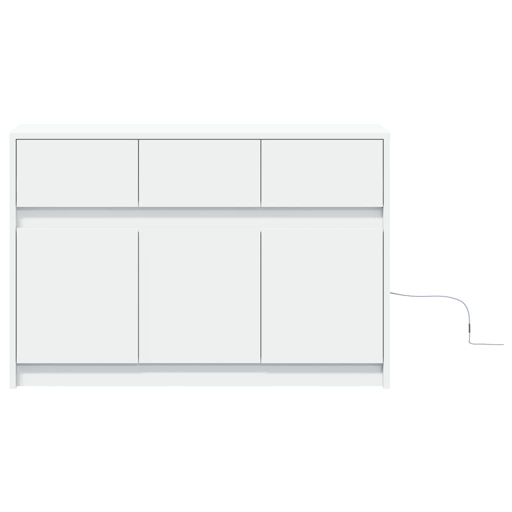Tv-meubel met LED 91x34x61 cm bewerkt hout wit