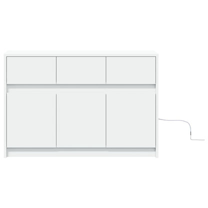 Tv-meubel met LED 91x34x61 cm bewerkt hout wit