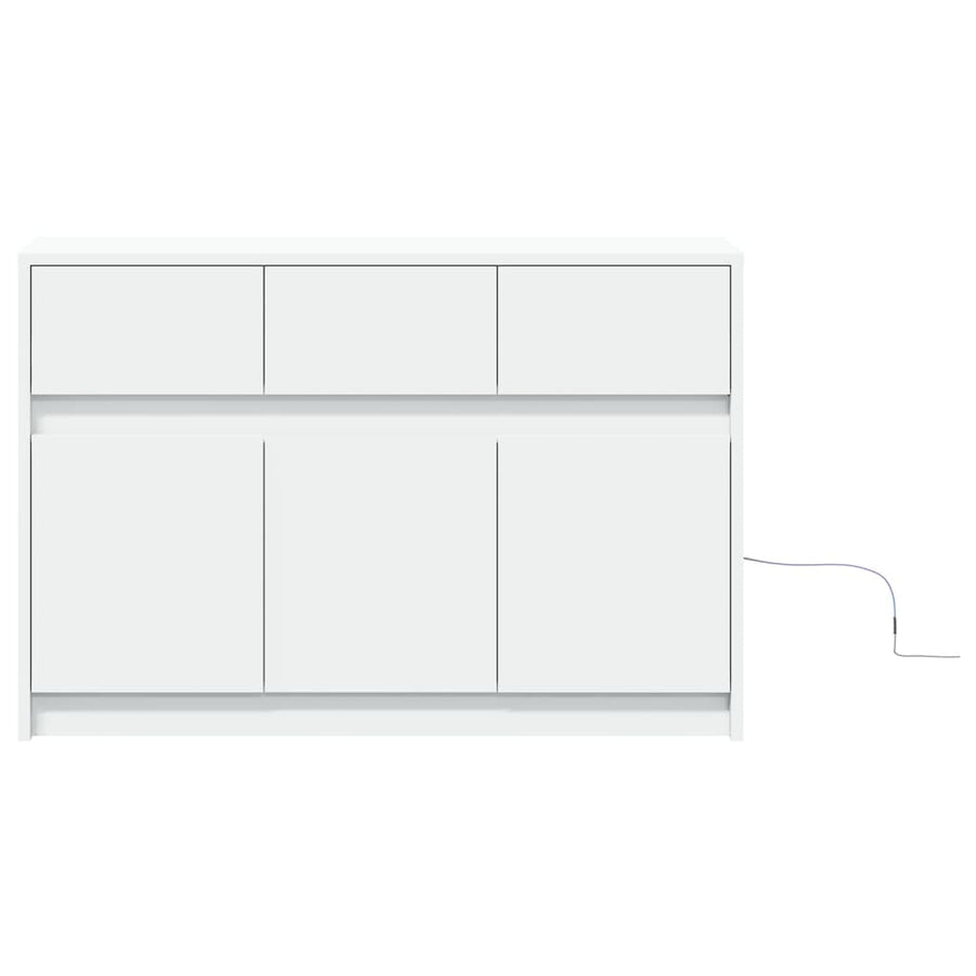 Tv-meubel met LED 91x34x61 cm bewerkt hout wit