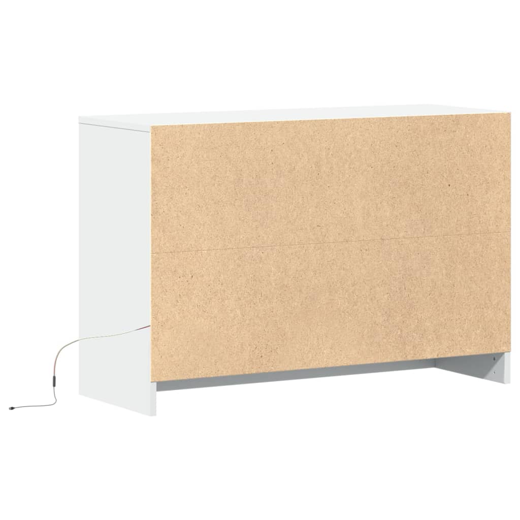 Tv-meubel met LED 91x34x61 cm bewerkt hout wit