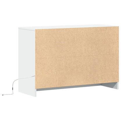 Tv-meubel met LED 91x34x61 cm bewerkt hout wit