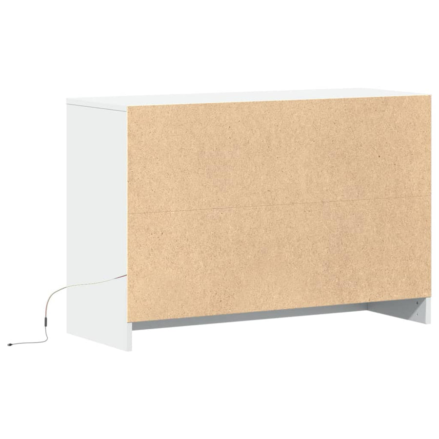 Tv-meubel met LED 91x34x61 cm bewerkt hout wit
