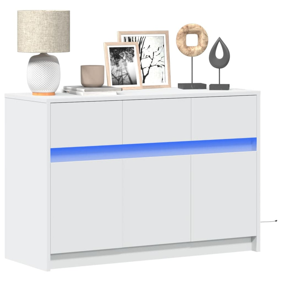 Tv-meubel met LED 91x34x61 cm bewerkt hout wit