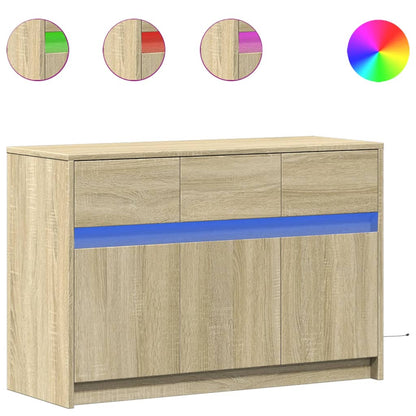 Tv-meubel met LED 91x34x61 cm bewerkt hout sonoma eikenkleurig