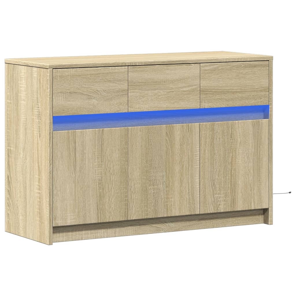 Tv-meubel met LED 91x34x61 cm bewerkt hout sonoma eikenkleurig