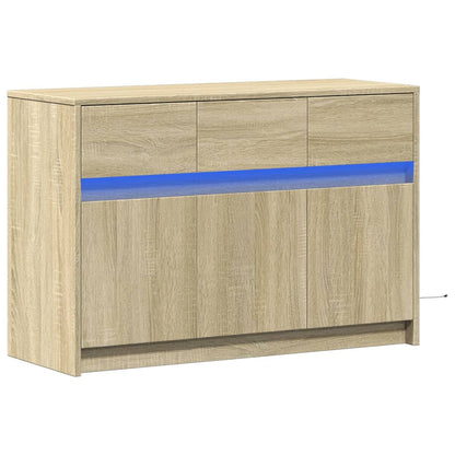 Tv-meubel met LED 91x34x61 cm bewerkt hout sonoma eikenkleurig