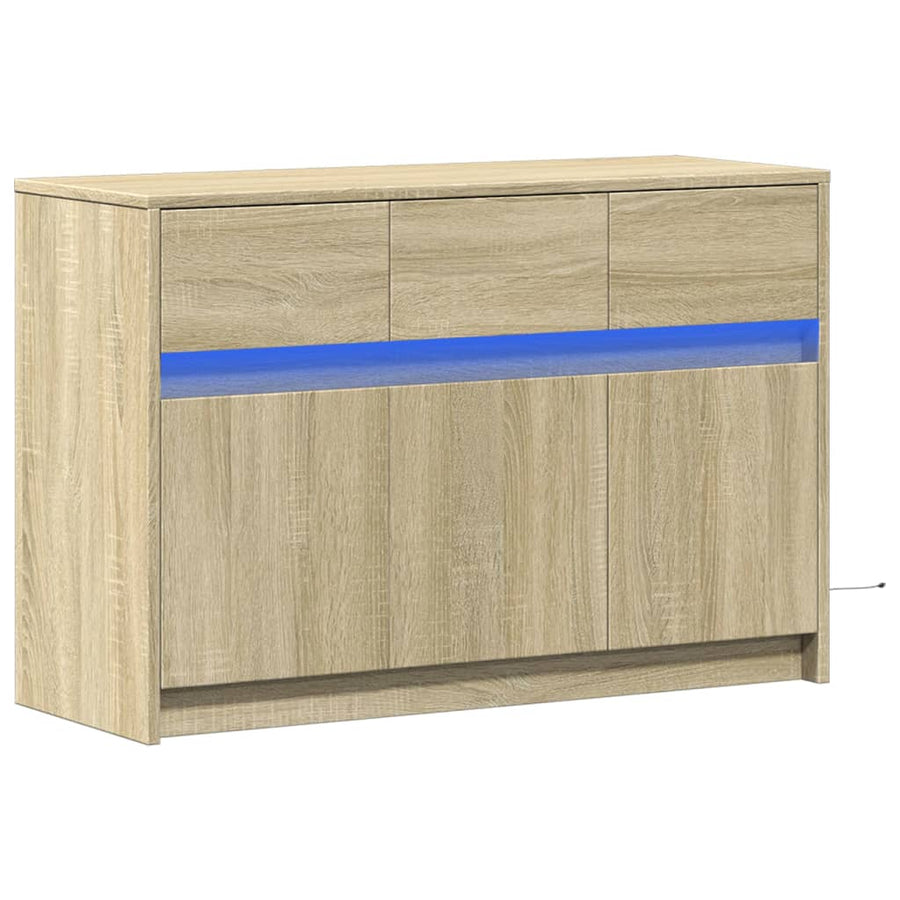 Tv-meubel met LED 91x34x61 cm bewerkt hout sonoma eikenkleurig