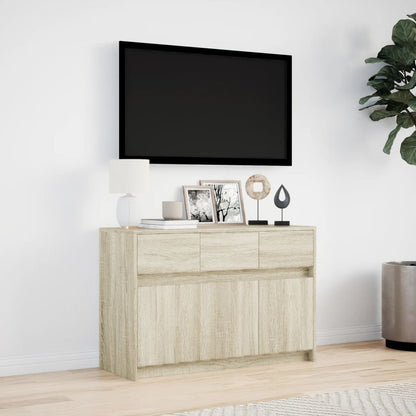 Tv-meubel met LED 91x34x61 cm bewerkt hout sonoma eikenkleurig