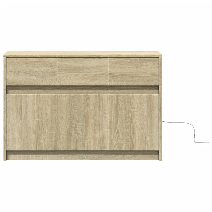 Tv-meubel met LED 91x34x61 cm bewerkt hout sonoma eikenkleurig