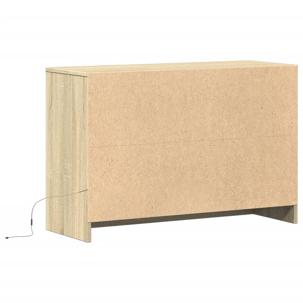 Tv-meubel met LED 91x34x61 cm bewerkt hout sonoma eikenkleurig