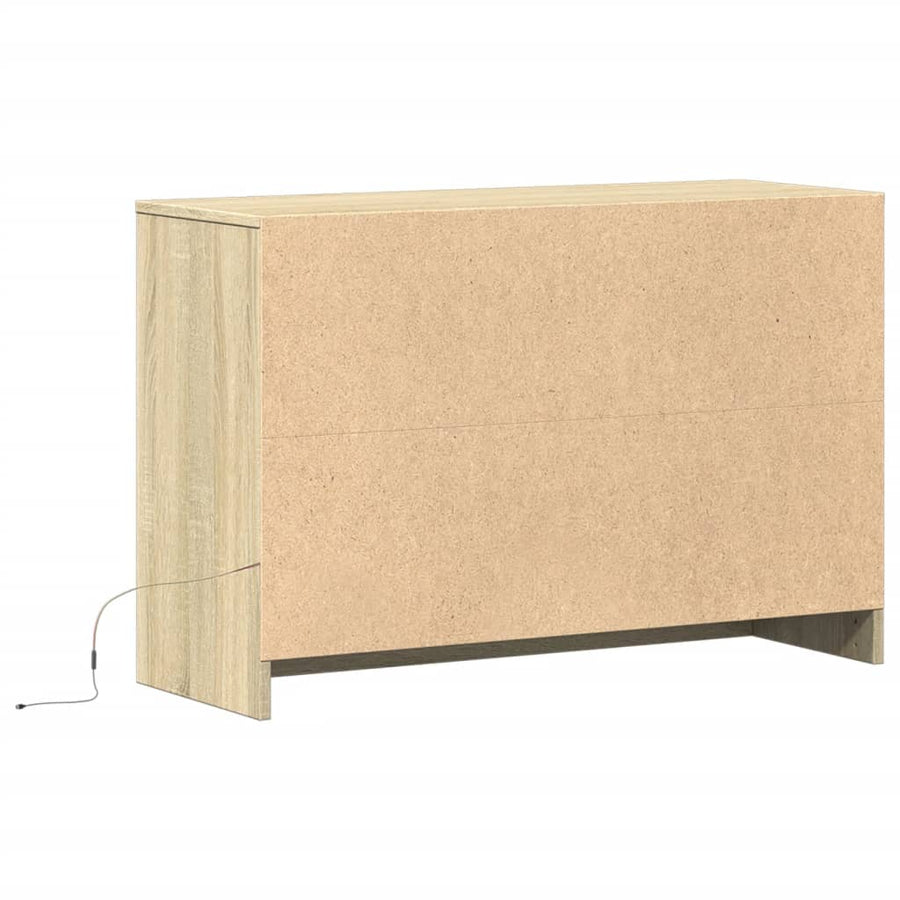 Tv-meubel met LED 91x34x61 cm bewerkt hout sonoma eikenkleurig