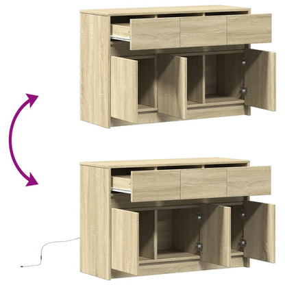 Tv-meubel met LED 91x34x61 cm bewerkt hout sonoma eikenkleurig