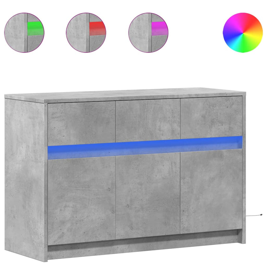 Tv-Meubel Met Led 91X34X61 Cm Bewerkt Hout Betongrijs