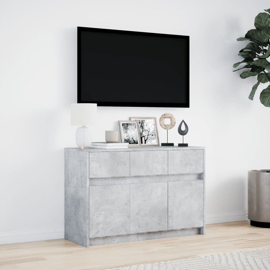 Tv-Meubel Met Led 91X34X61 Cm Bewerkt Hout Betongrijs