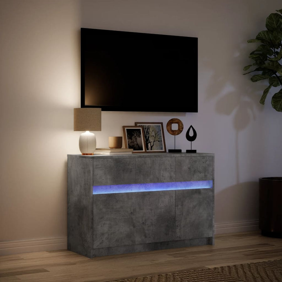 Tv-Meubel Met Led 91X34X61 Cm Bewerkt Hout Betongrijs