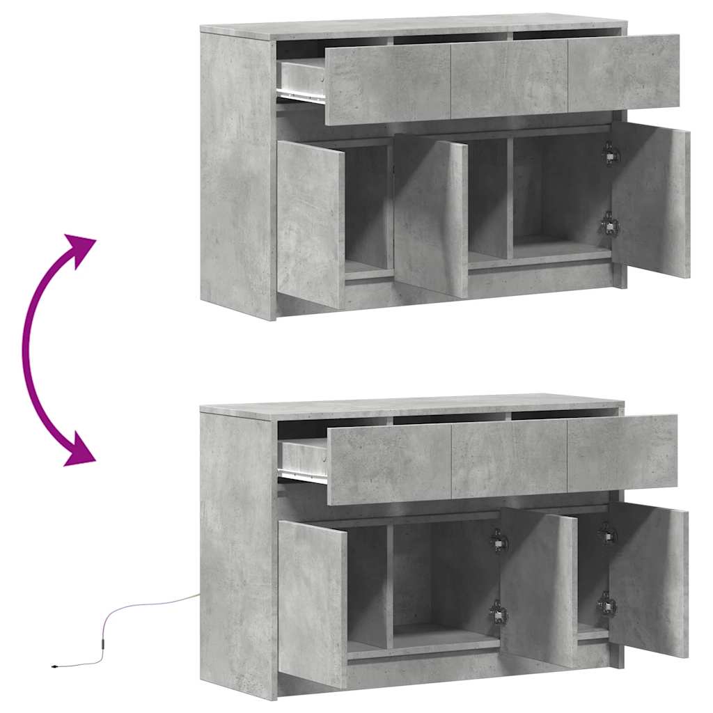 Tv-Meubel Met Led 91X34X61 Cm Bewerkt Hout Betongrijs