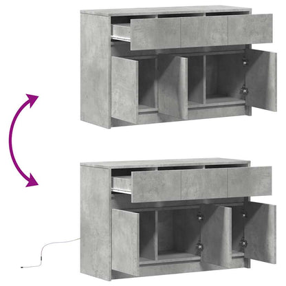 Tv-Meubel Met Led 91X34X61 Cm Bewerkt Hout Betongrijs
