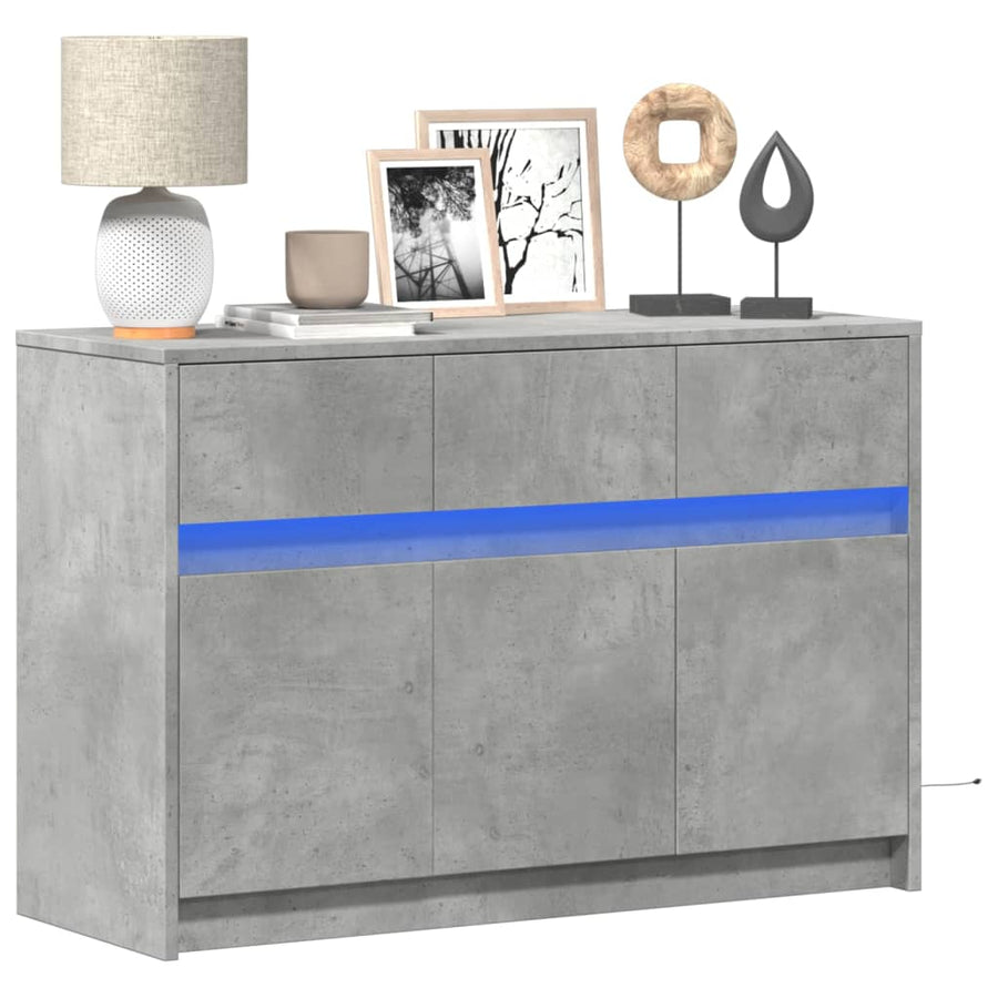 Tv-Meubel Met Led 91X34X61 Cm Bewerkt Hout Betongrijs