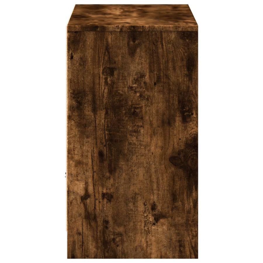 Tv-meubel met LED 91x34x61 cm bewerkt hout gerookt eikenkleur
