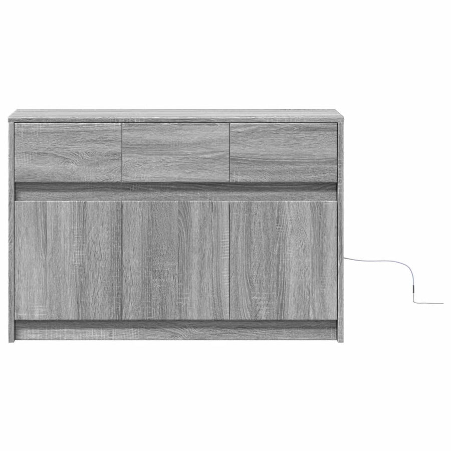Tv-meubel met LED 91x34x61 cm bewerkt hout grijs sonoma eiken