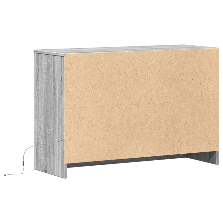 Tv-meubel met LED 91x34x61 cm bewerkt hout grijs sonoma eiken