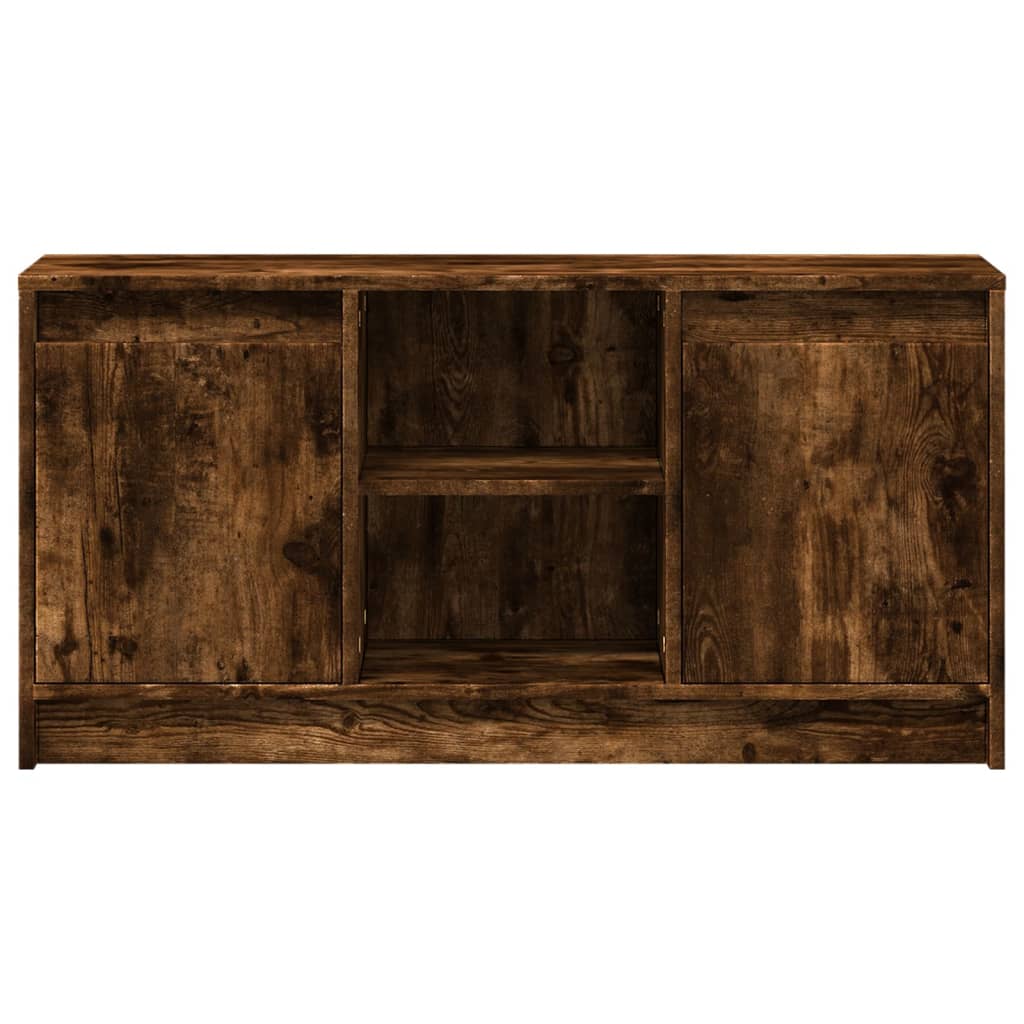 Tv-meubel met LED 100x34x50 cm bewerkt hout gerookt eikenkleur