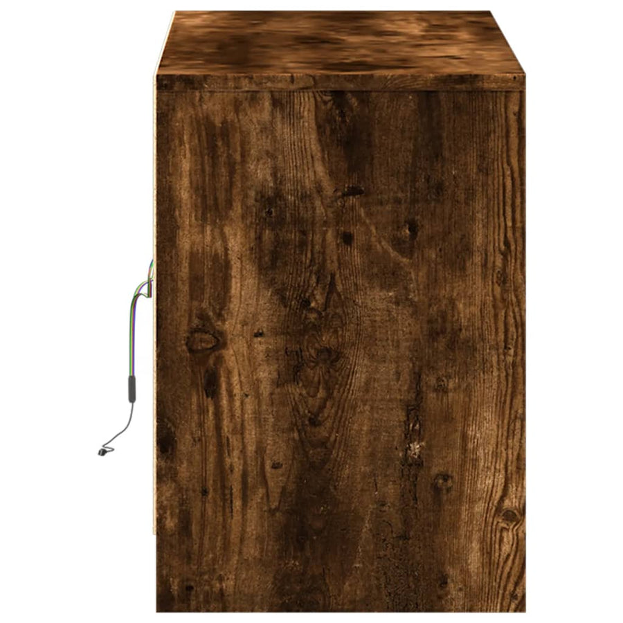 Tv-meubel met LED 100x34x50 cm bewerkt hout gerookt eikenkleur