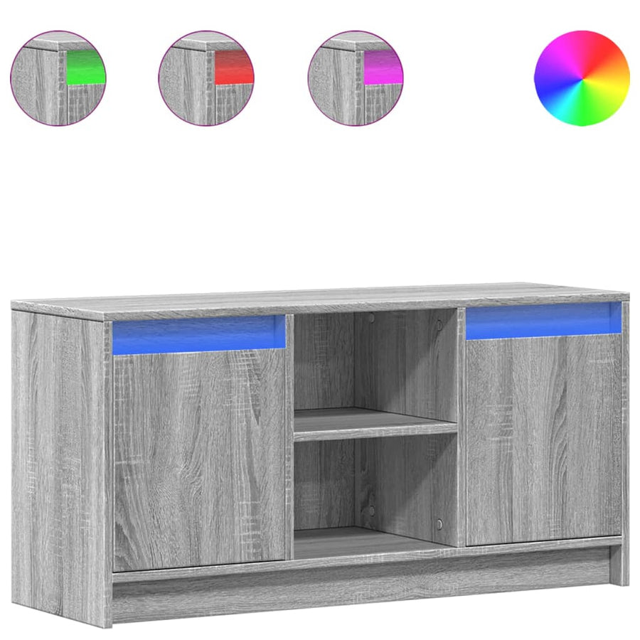 Tv-Meubel Met Led 100X34X50 Cm Bewerkt Hout Eiken 100 cm Grijs sonoma