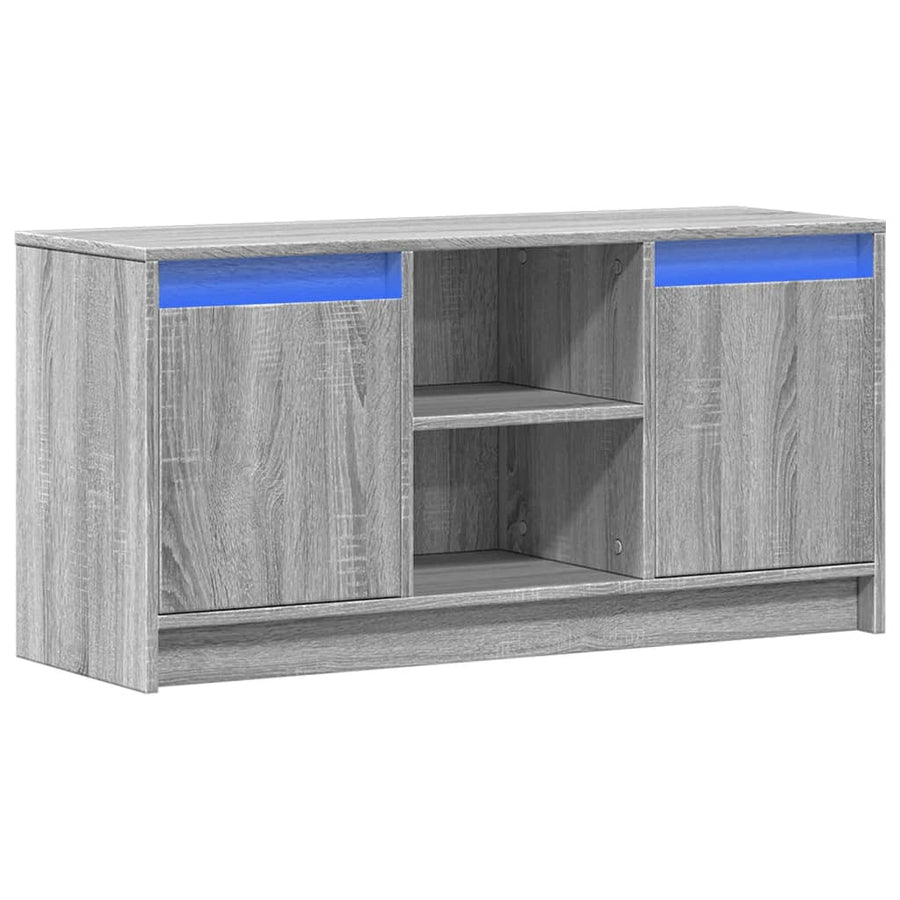 Tv-Meubel Met Led 100X34X50 Cm Bewerkt Hout Eiken 100 cm Grijs sonoma