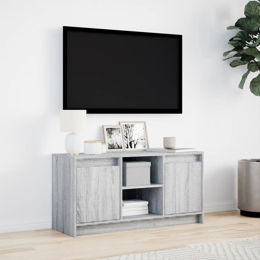 Tv-Meubel Met Led 100X34X50 Cm Bewerkt Hout Eiken 100 cm Grijs sonoma