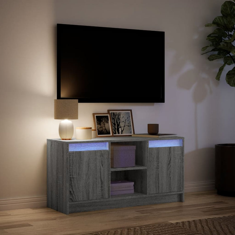 Tv-Meubel Met Led 100X34X50 Cm Bewerkt Hout Eiken 100 cm Grijs sonoma