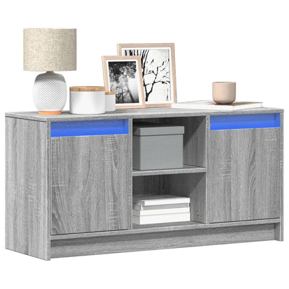 Tv-Meubel Met Led 100X34X50 Cm Bewerkt Hout Eiken 100 cm Grijs sonoma