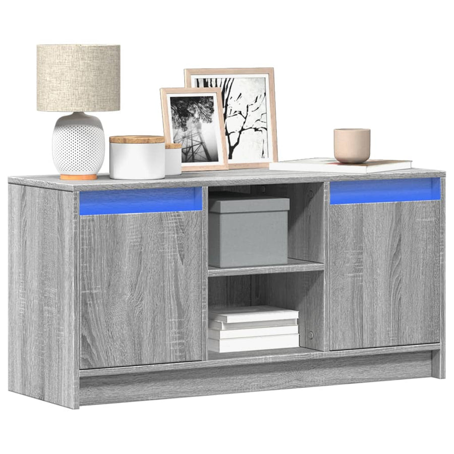 Tv-Meubel Met Led 100X34X50 Cm Bewerkt Hout Eiken 100 cm Grijs sonoma