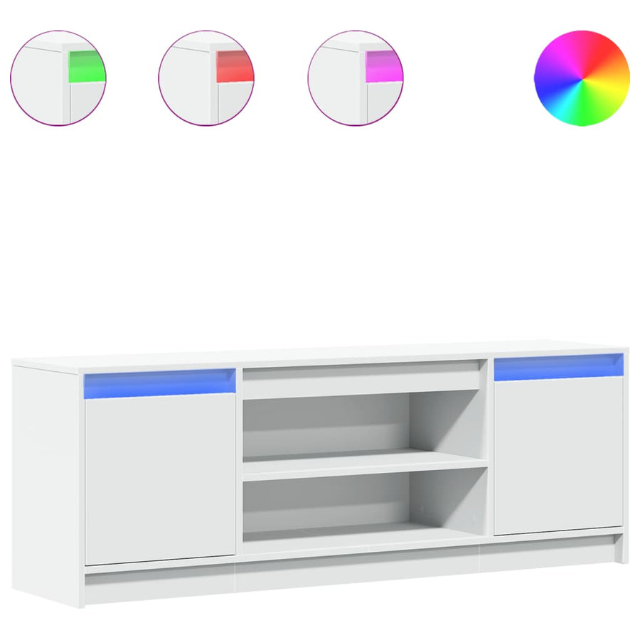 Tv-meubel met LED 139,5x34x50 cm bewerkt hout wit
