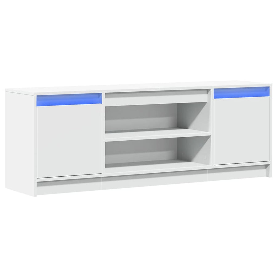 Tv-meubel met LED 139,5x34x50 cm bewerkt hout wit