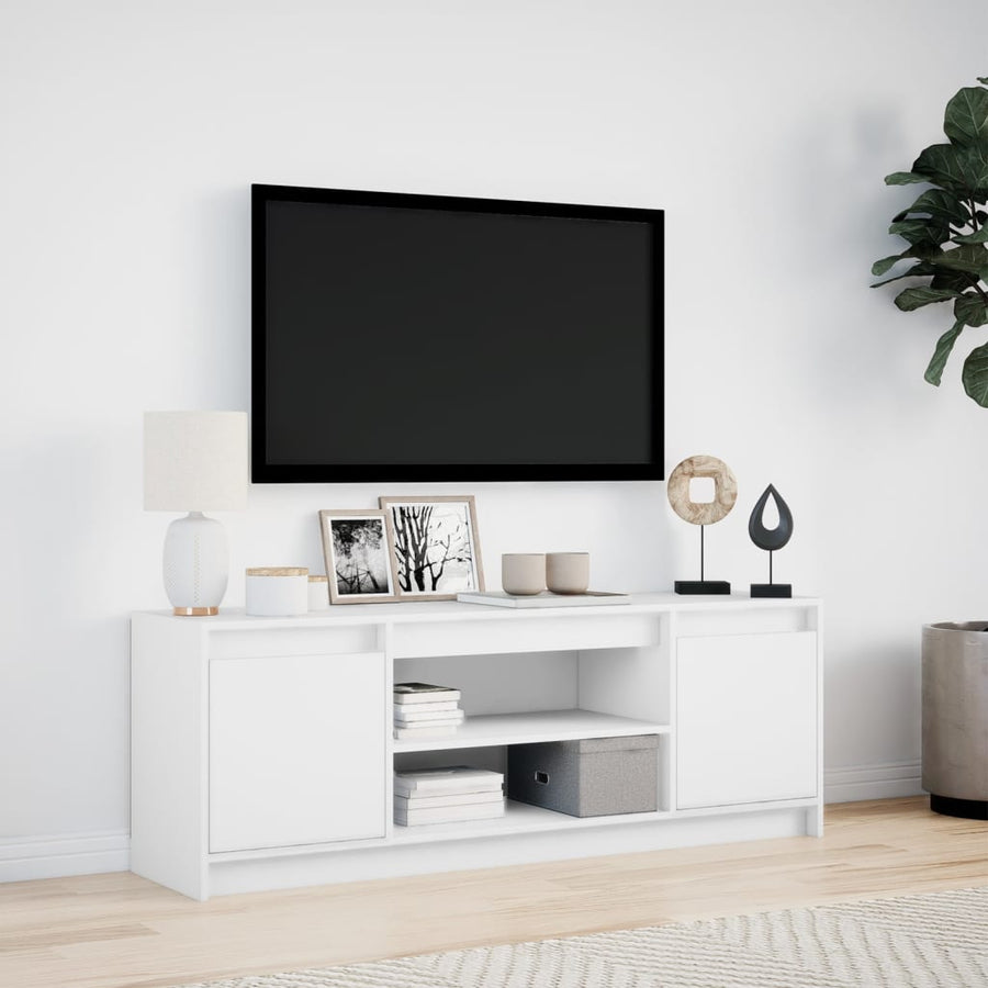 Tv-meubel met LED 139,5x34x50 cm bewerkt hout wit