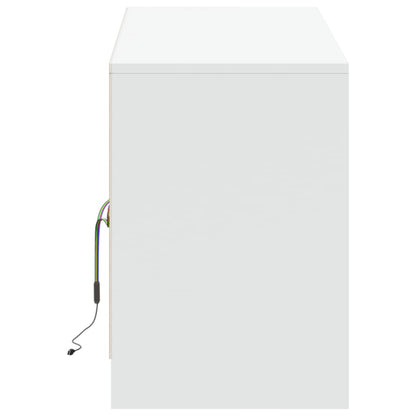 Tv-meubel met LED 139,5x34x50 cm bewerkt hout wit