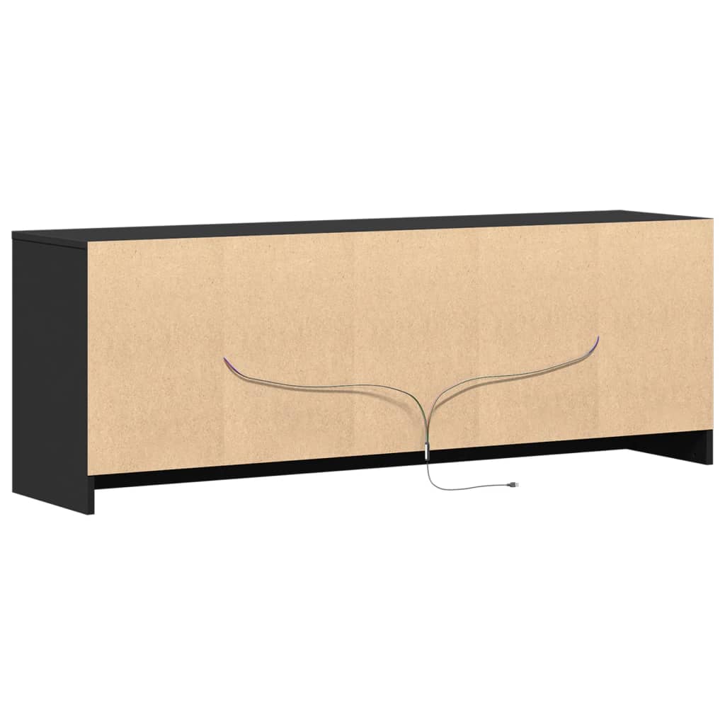 Tv-meubel met LED 139,5x34x50 cm bewerkt hout zwart