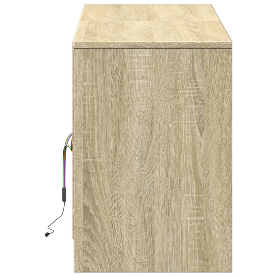 Tv-meubel met LED 139,5x34x50 cm bewerkt hout sonoma eikenkleur