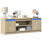 Tv-meubel 139,5x34x50 cm bewerkt hout sonoma eikenkleur LED