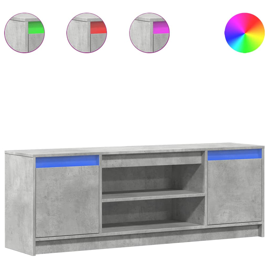 Tv-meubel met LED 139,5x34x50 cm bewerkt hout betongrijs