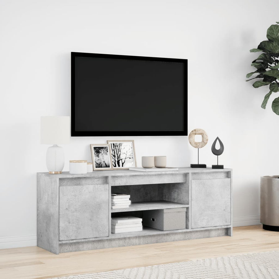 Tv-meubel met LED 139,5x34x50 cm bewerkt hout betongrijs