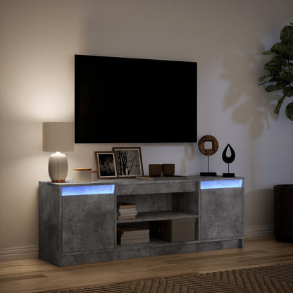 Tv-meubel met LED 139,5x34x50 cm bewerkt hout betongrijs