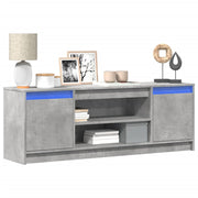 Tv-meubel 139,5x34x50 cm bewerkt hout betongrijs LED