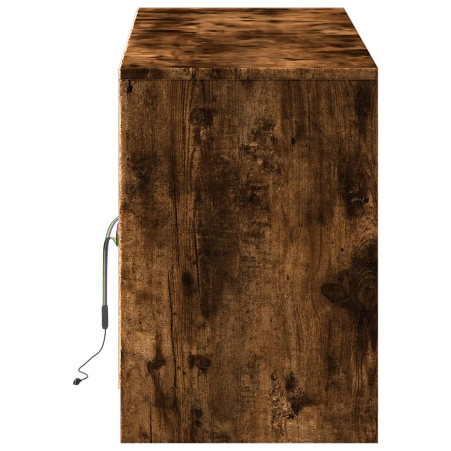 Tv-meubel met LED 139,5x34x50 cm bewerkt hout gerookt eiken