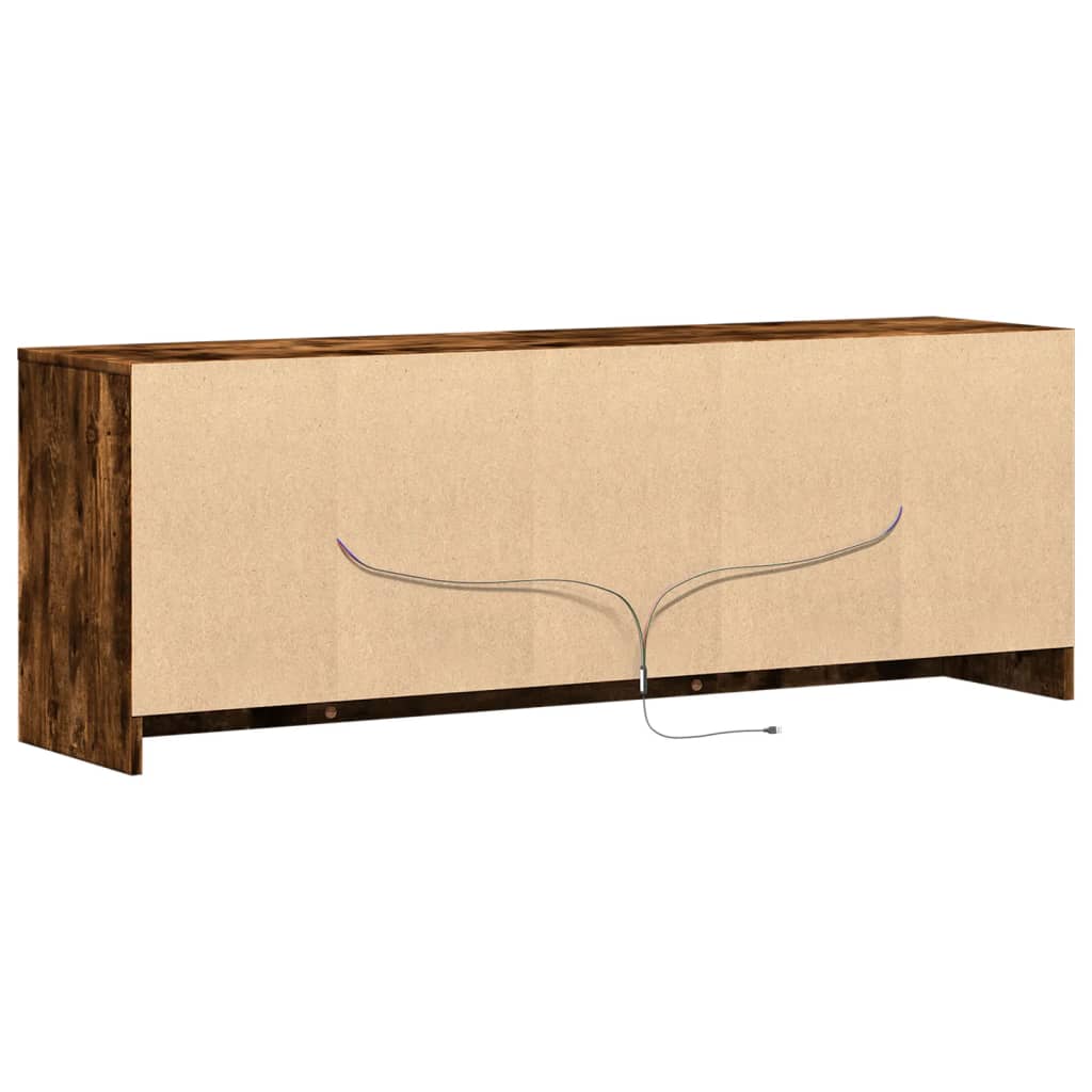 Tv-meubel met LED 139,5x34x50 cm bewerkt hout gerookt eiken