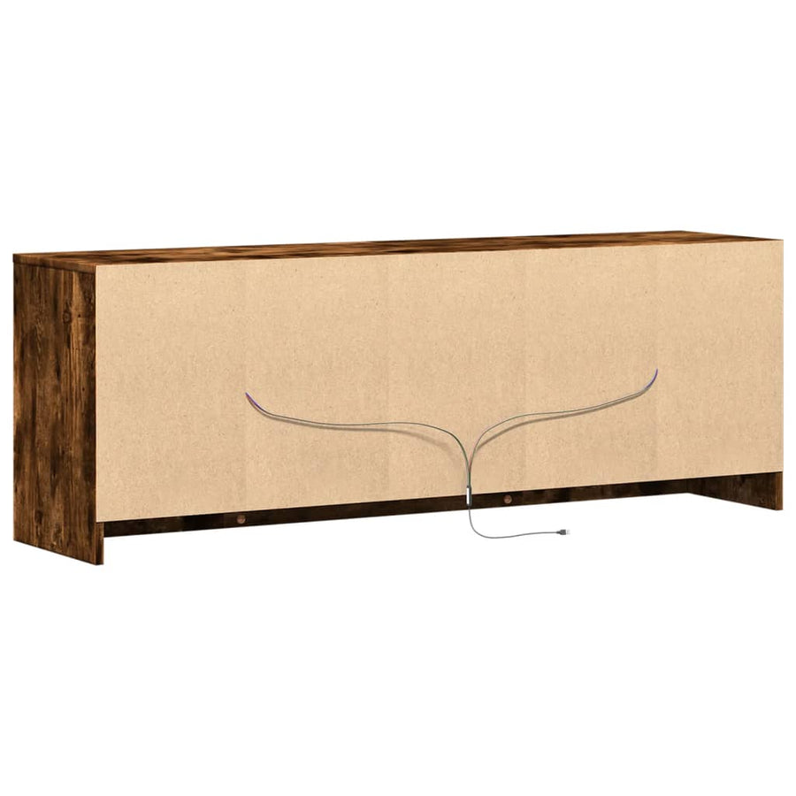 Tv-meubel met LED 139,5x34x50 cm bewerkt hout gerookt eiken