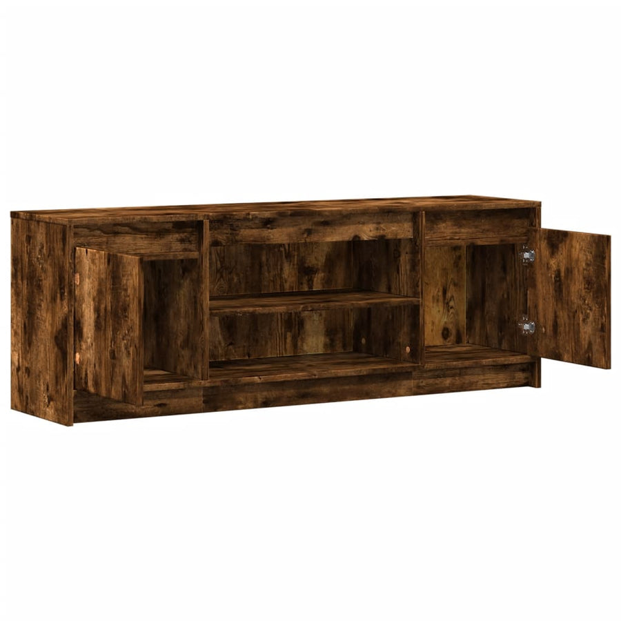 Tv-meubel met LED 139,5x34x50 cm bewerkt hout gerookt eiken