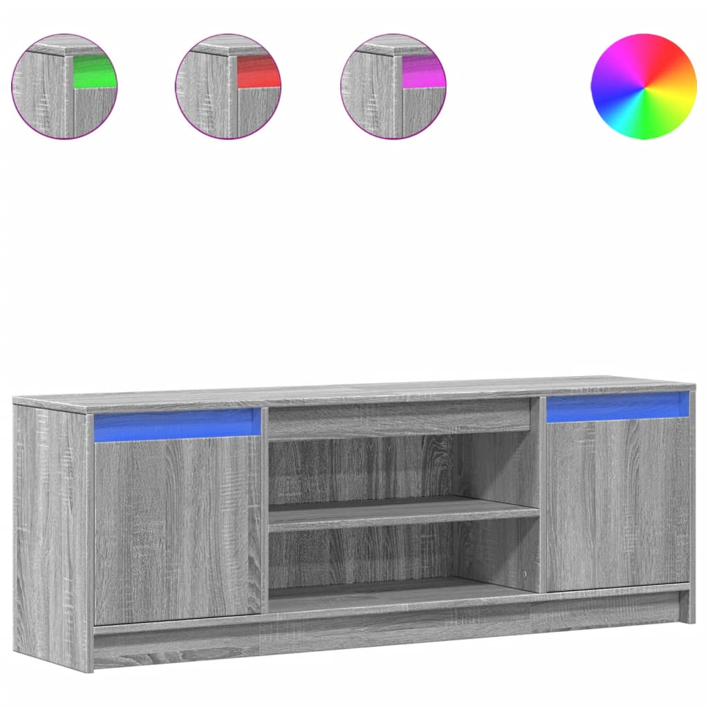 Tv-meubel met LED 139,5x34x50 cm bewerkt hout grijs sonoma